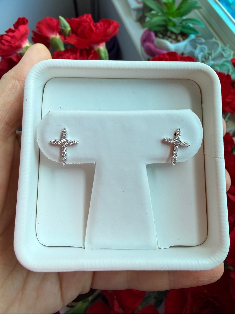 Delicate Sterling Silver Cross Stud Earrings